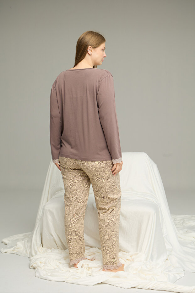 Mink Pattern Curve Large Size Battal Size Cotton Pajamas Suit25240802 - 3