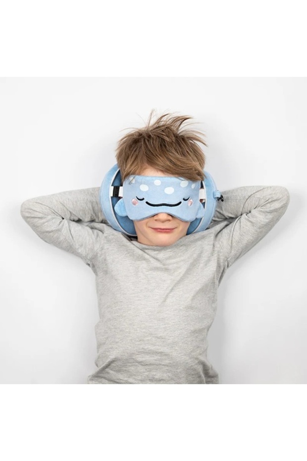Children's Travel Pillow and Eye Mask-Adoramals Aoi the Whale Shark