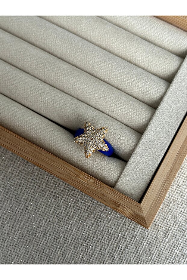 خاتم نجمة حجر المينا الأزرق - 1