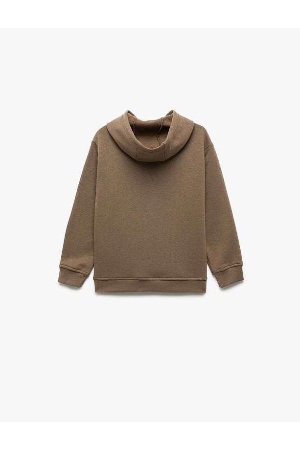 Oversize Şardonlu Uzun Kollu Basic Kapşonlu Sweatshirt - 2