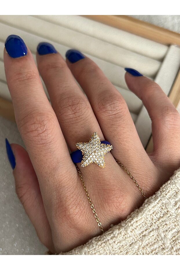 خاتم نجمة حجر المينا الأزرق - 4