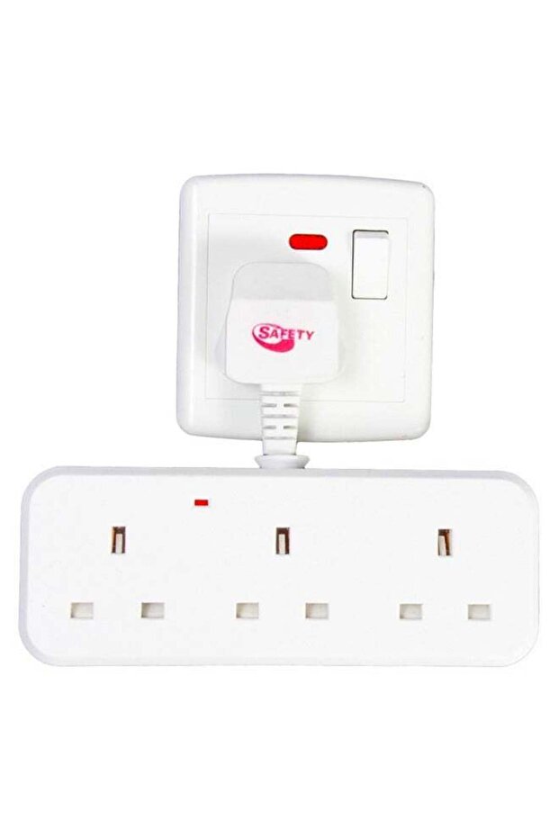 3-Way Power Adapter, Multi-plug power extension socket adapter, Universal UK wall 3 socket ex - 1