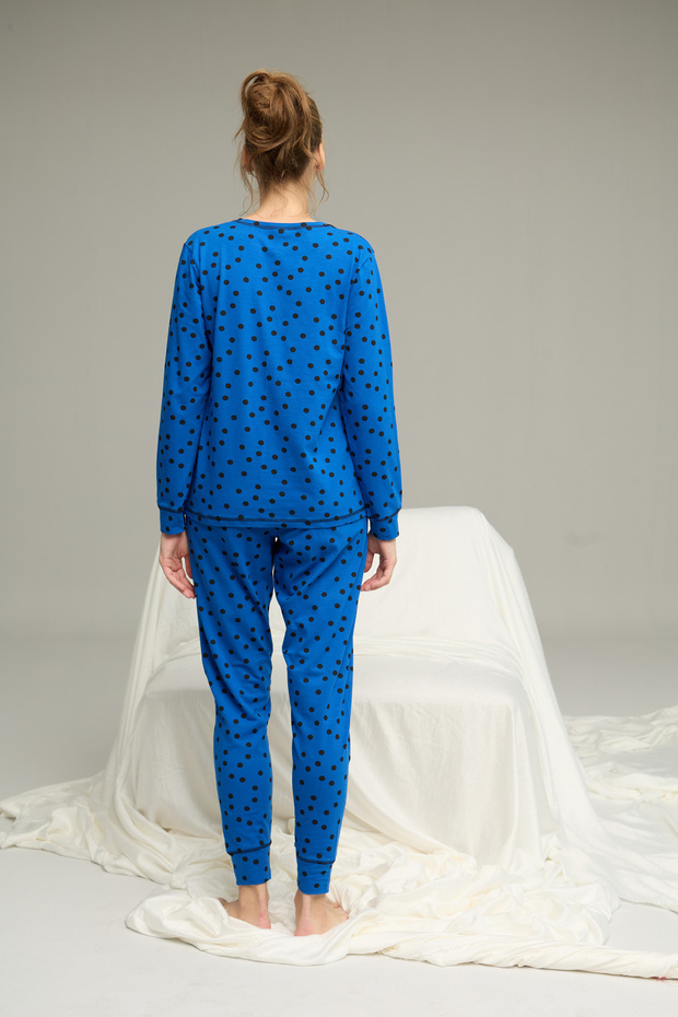 saks puan desenli Örme Pamuklu Pijama Takım25240220 - 3