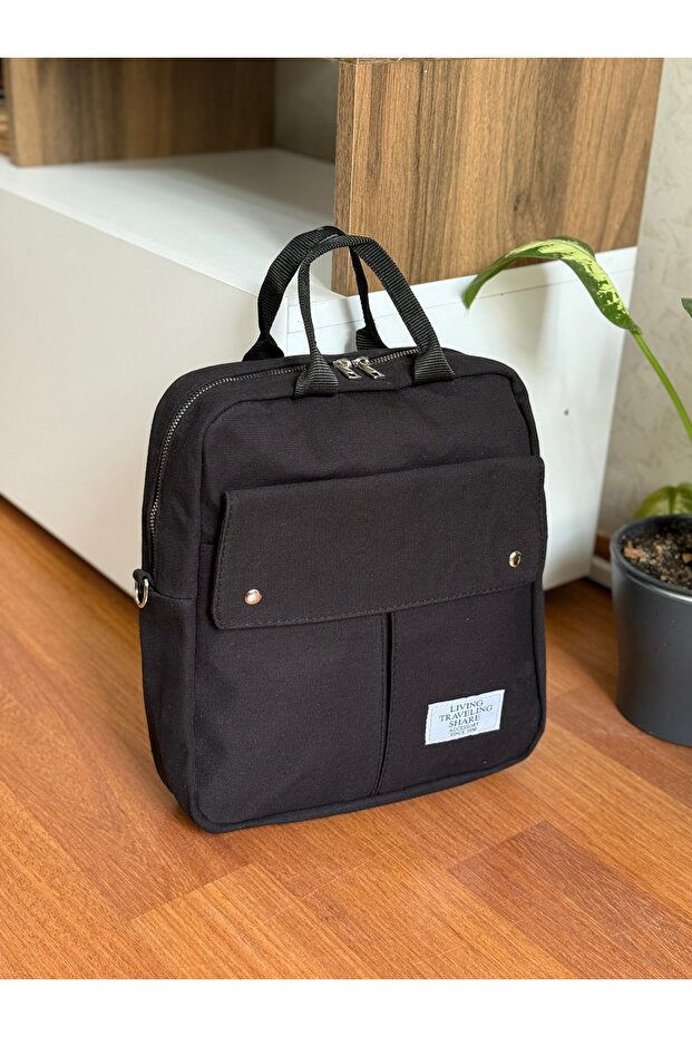 Multi-Compartment Useful Canvas Women's Backpack and Shoulder Bag