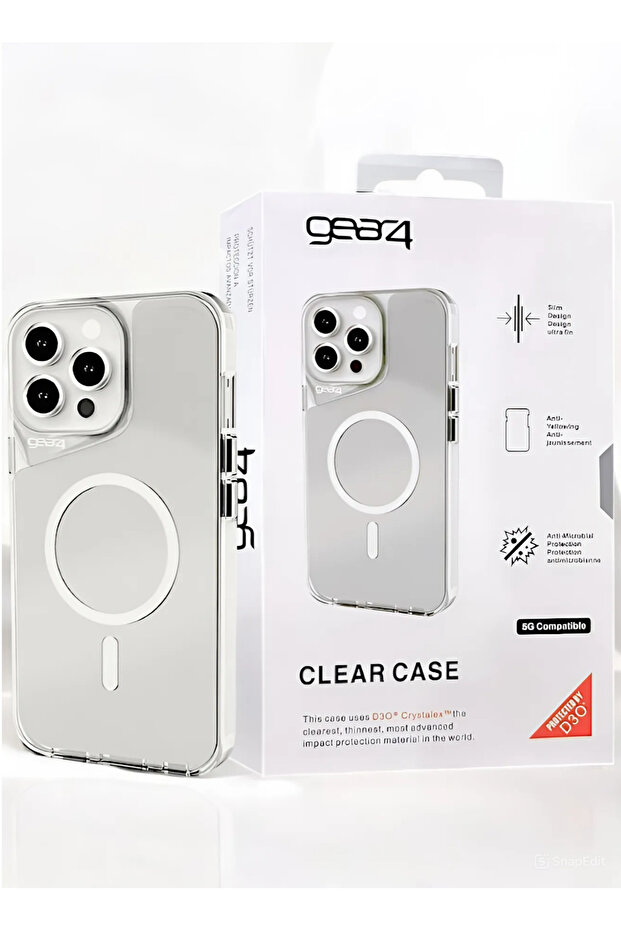 جراب لموبايل ايفون 15 برو ماكس (iPhone 15 Pro Max), غطاء مغناطيسي يدعم الشحن اللاسلكي MagSafe - شفاف