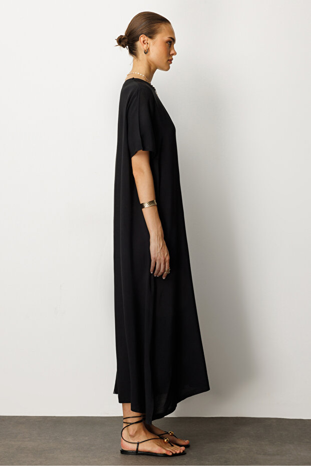 Viskon Midi Tişört Elbise - 4