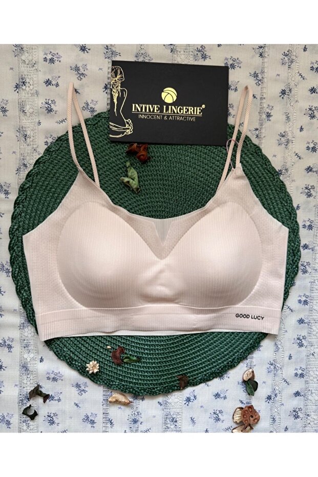 حمالة صدر/حمالة صدر/بوستير من Valentina Ribbed Thin Straps خفيفة الوزن بدون خياطة مقطوعة بالليزر