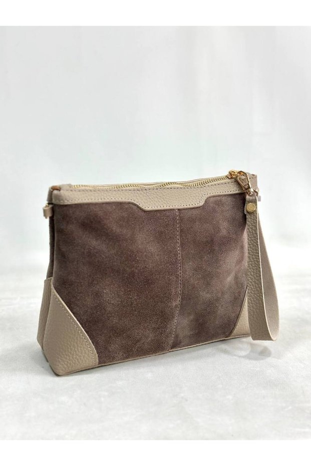 Genuine suede leather lined zipper closure new season women's bag.
