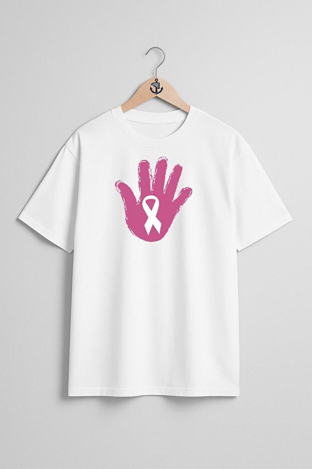 Oversize Breast Cancer Awareness Ribbon Chest Design Unisex T-Shirt