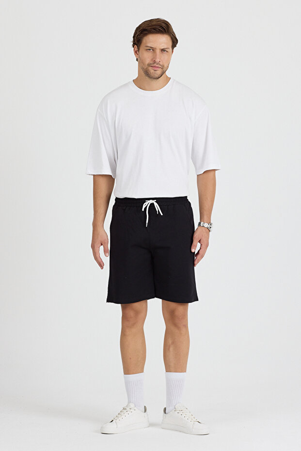 Fit Kalıp Unisex Çift Şeritli Basic Şort - 4