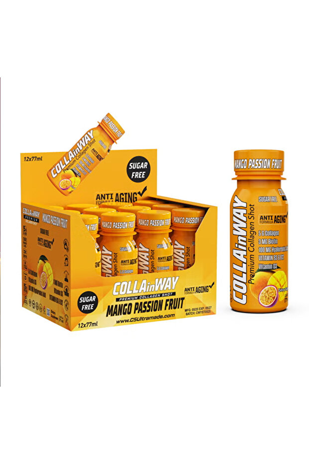 COLLAinWAY Premium Collagen Shot 77ml Mango Passion Fruit Pack of 12