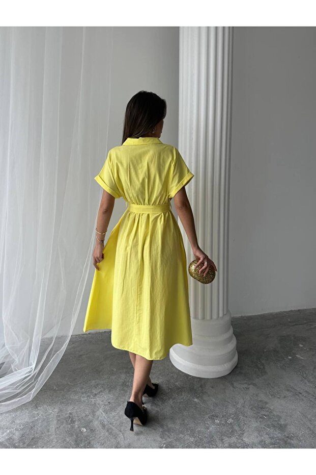 Léa Gömlek Elbise Bordo - 5