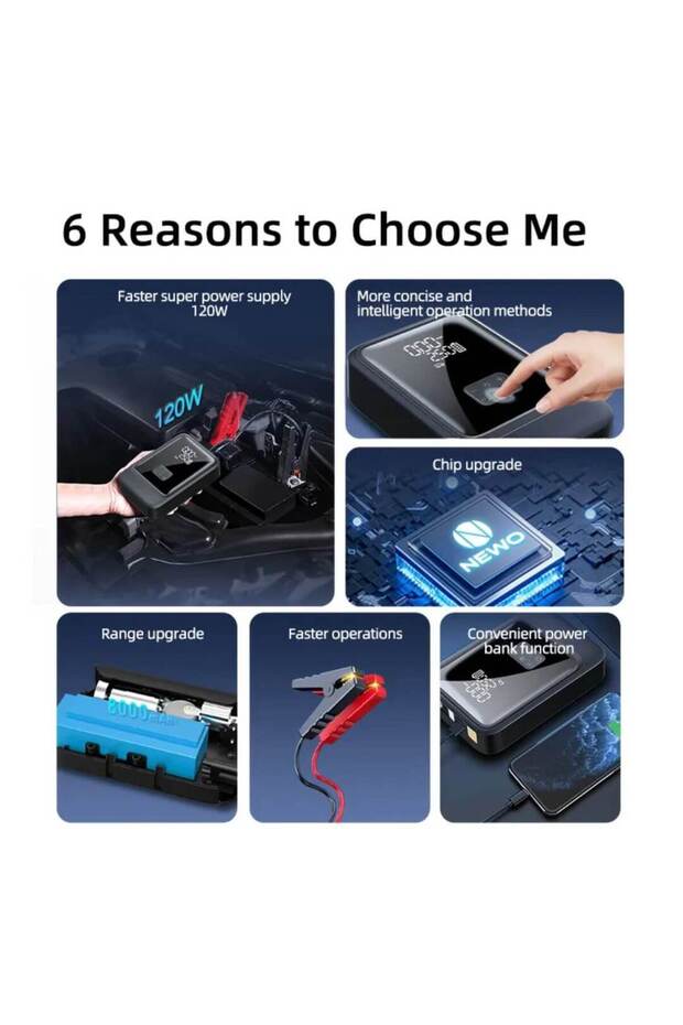 2 in 1 Portable Car Jump Starter & Tire Inflator S03-L with Power Bank - 3
