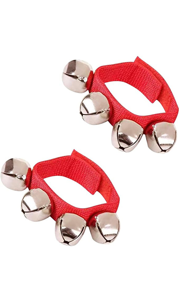 Jingle Bells, Wrist Bells, Percussion Instruments Musical Rhythm Band with 4 Silver Bells- 2pcs