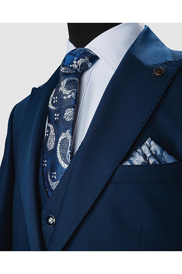 Ssa 2610 Düz Kumaş Yelekli & Duble Paça Takım - 2