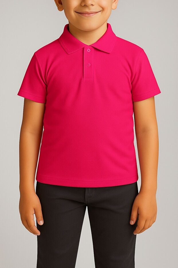 Children's Fuchsia Short Sleeve Polo Neck Lacoste School T-Shirt