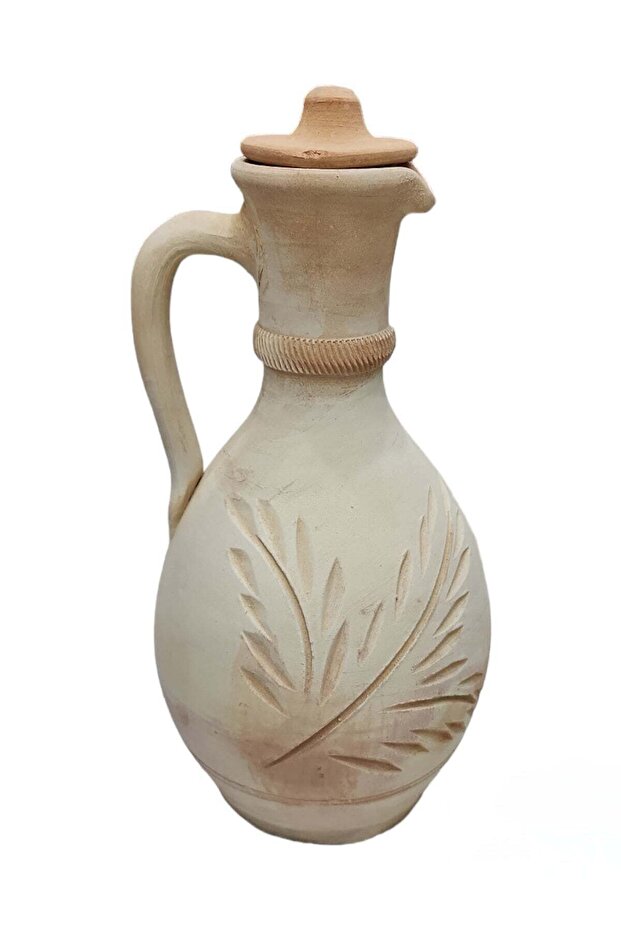 إبريق طين مزخرف بمقبض - 1