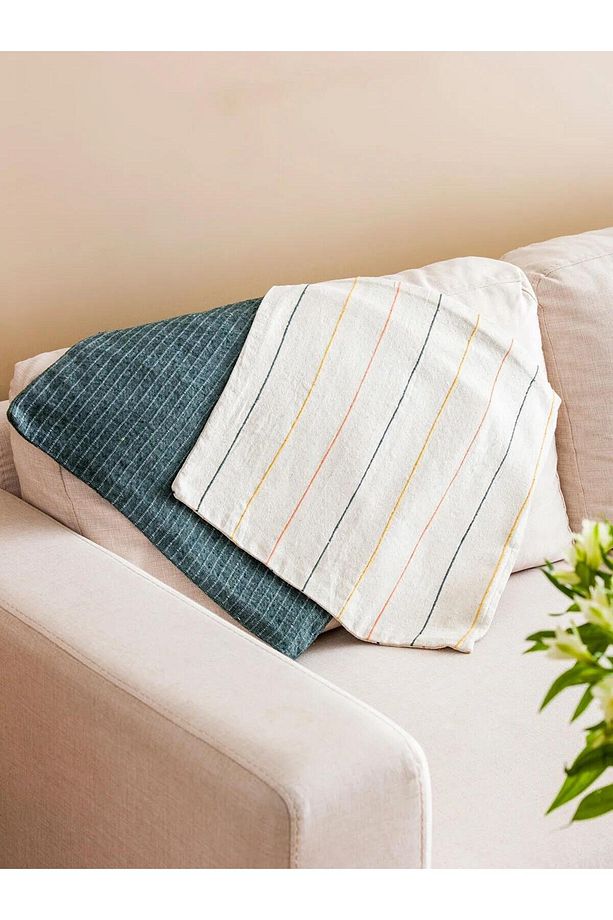 LCW HOME Çizgi Desenli Kırlent Kılıfı 2'li 45x45 cm (W5) - 2