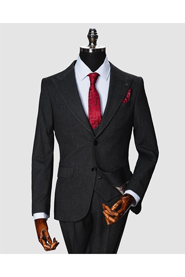 Ech.2351-2751 Kırcıllı Kumaş Kruvaze Takım Elbise - 1