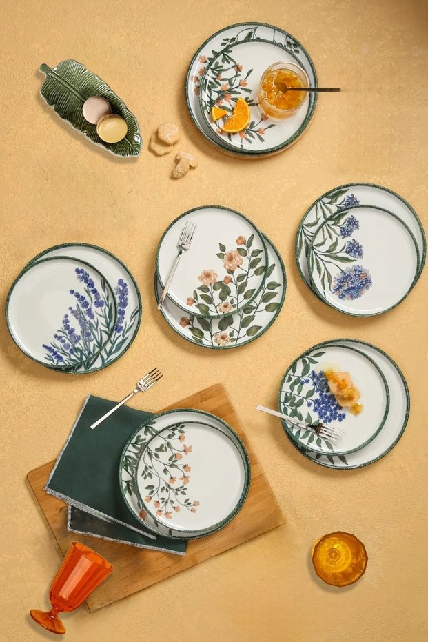 Flower Garden Porcelain Pasta and Serving Set 12 Pieces