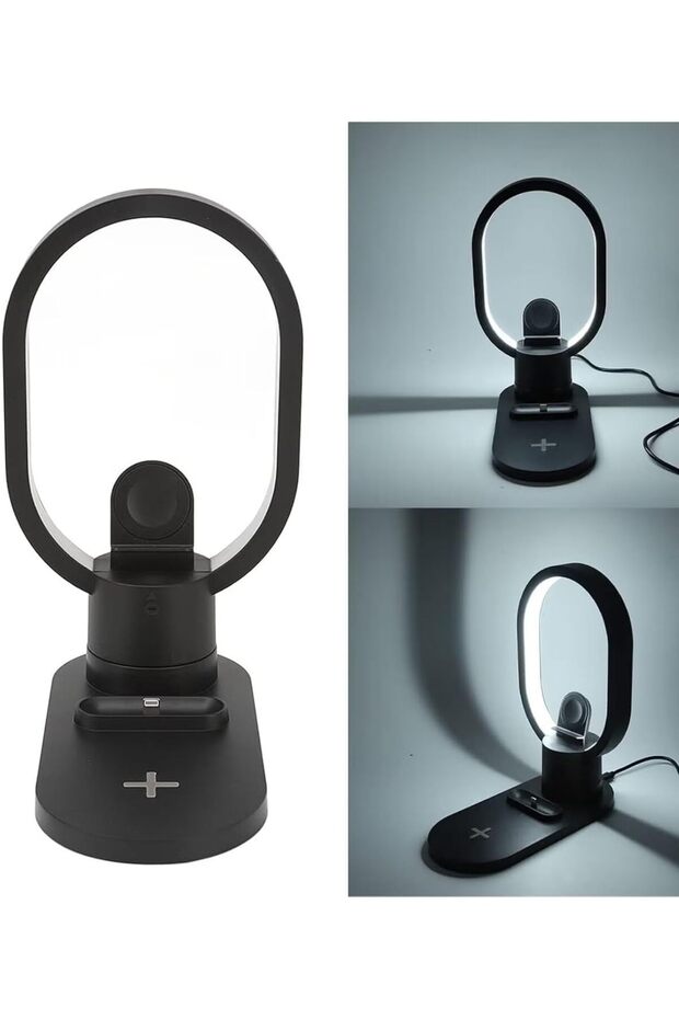4-in-1 LED Bedside Lamp with Wireless Charger | Magnetic Phone Holder | Night Light | Desk Or