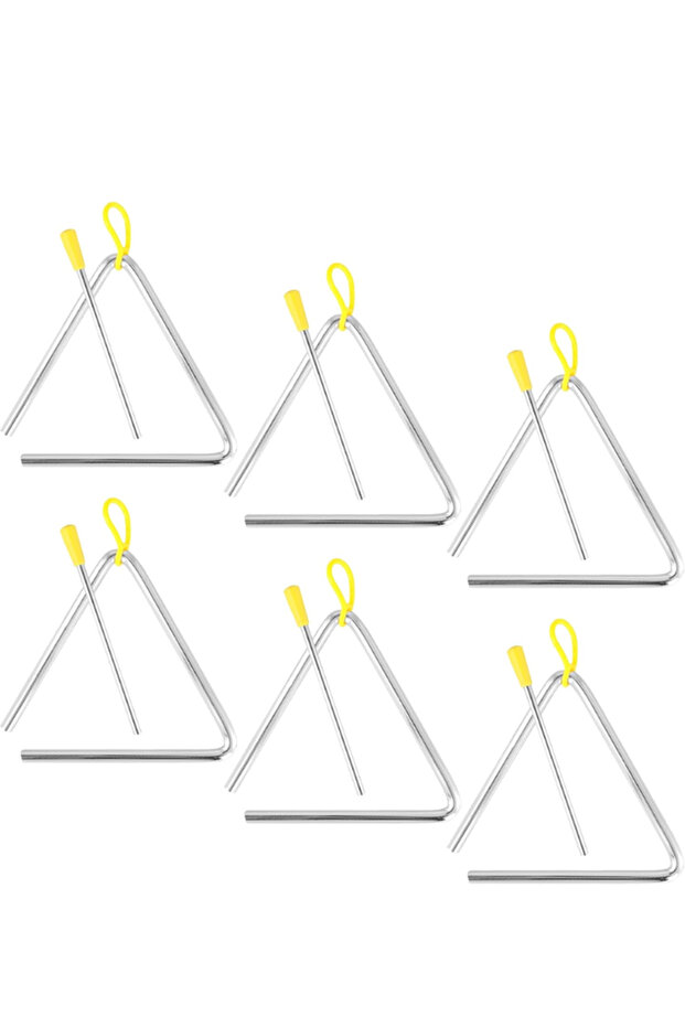 Set of 6 Triangle Musical Instruments, 5 Inch Triangle Percussion