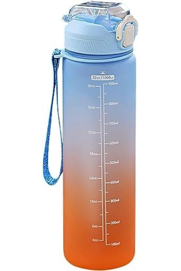 1 Liter Motivational Water Bottle with Time Marker & Straw – Large BPA-Free Sports Bottle f