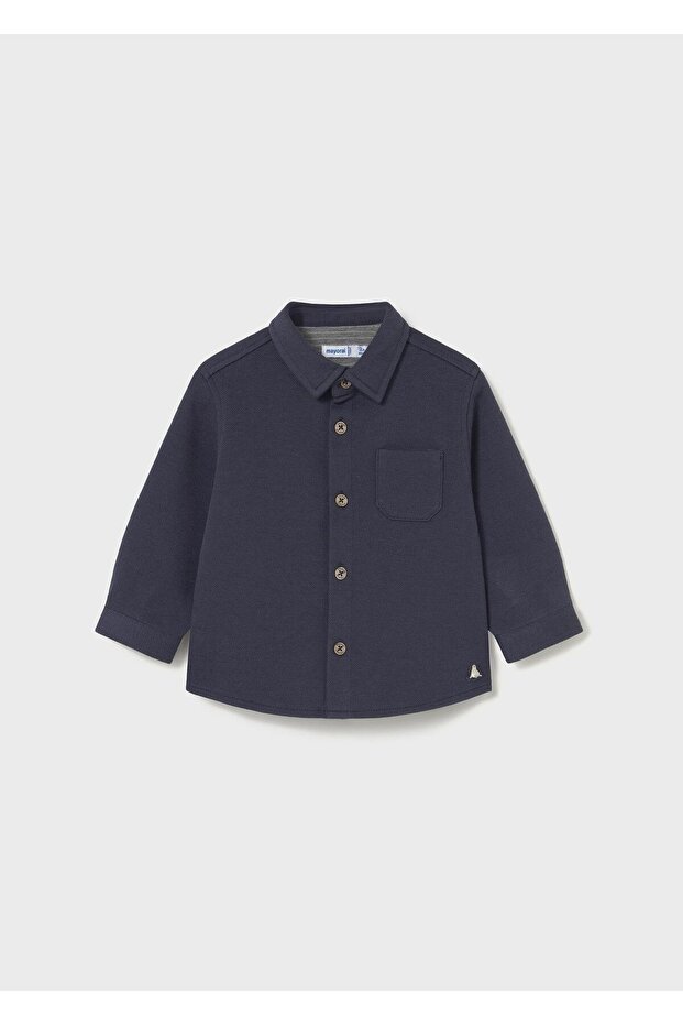 Erkek Bebek Örme Gömlek Lacivert - 1