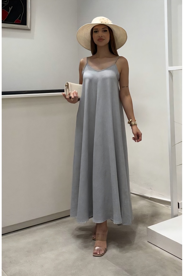 Long basic dress with straps - 6