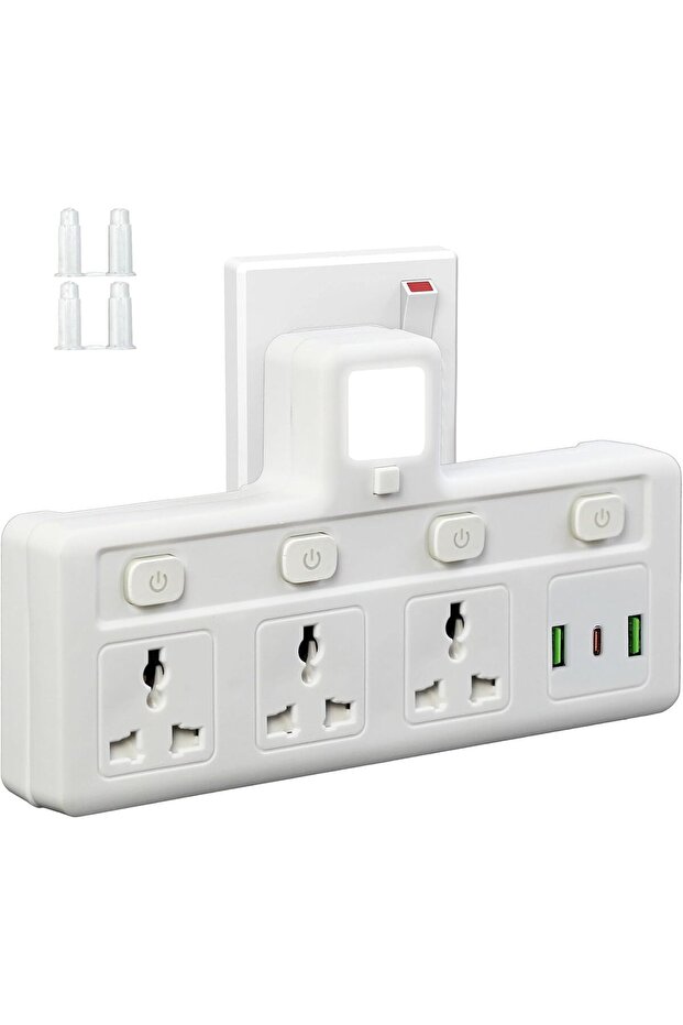 Multi-Socket Extension Plug with Night Light and Power Adapter - 1