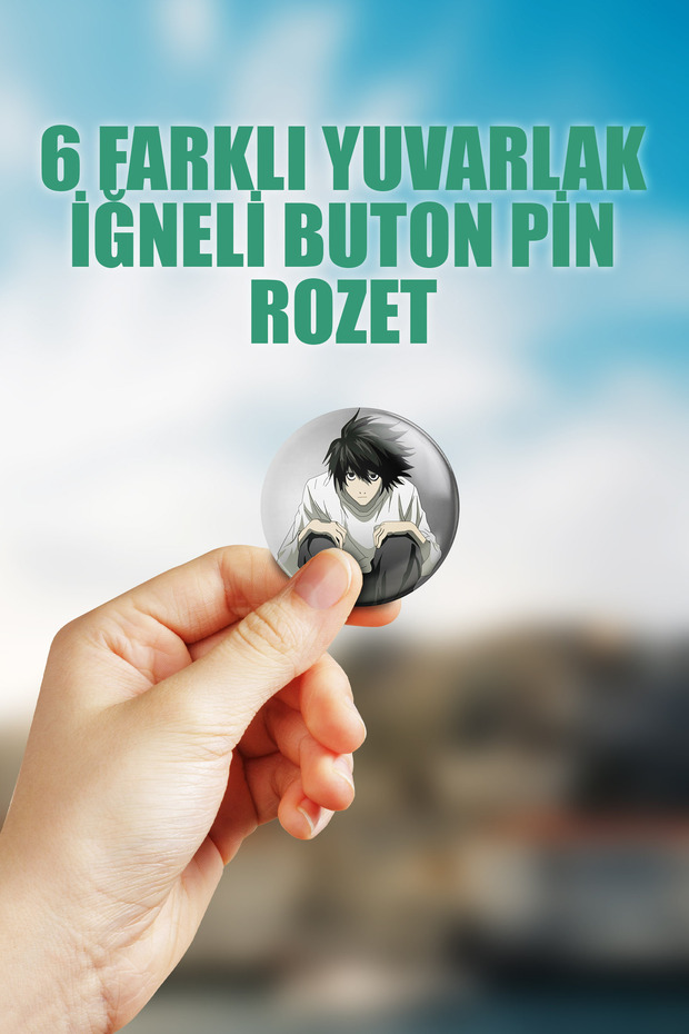 Death Note Çanta Süsü Rozet İğneli Buton Rozet Seti (6 ADET) - 3