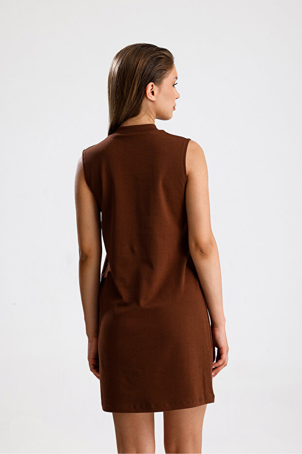 Brown 100% Cotton Interlock Zero Sleeve Undershirt Blouse - 5