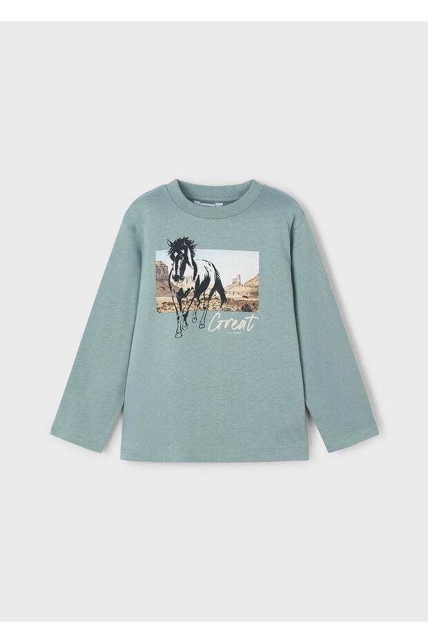 Boy's Printed Sweatshirt Green