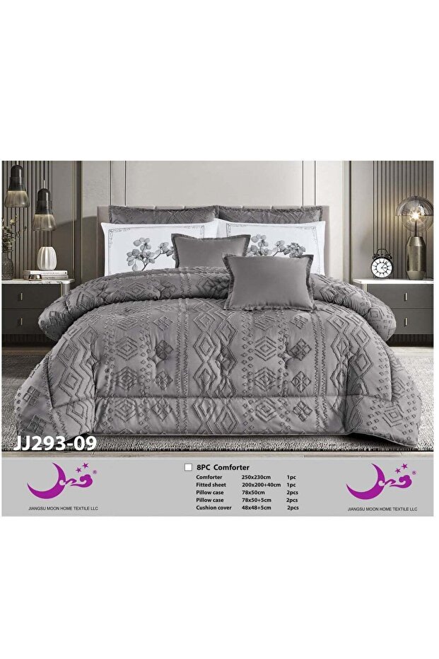 طقم لحاف سرير فاخر مكون من 8 قطع بمقاس كينج - 1