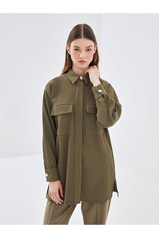 LCW Modest Dokulu Oversize Kadın Gömlek Tunik - 1