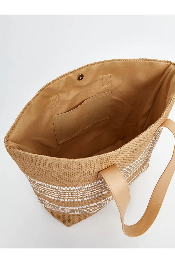 LCW ACCESSORIES Bej Hasır Kadın Plaj Çantası - 3