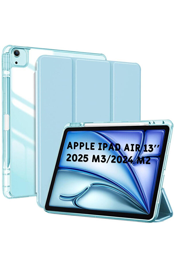 Case for iPad Air 13 Inch Case 2025 M3/2024 M2 Pencil Holder,iPad 13 Air M3 M2 Case Back Blue