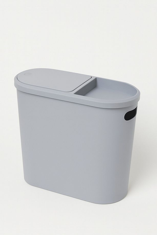 10 Litre Modern Tasarım Çöp Kovası – Banyo, Ofis, Mutfak İçin Hijyenik & Pratik Atık Kutusu, Gri - 2