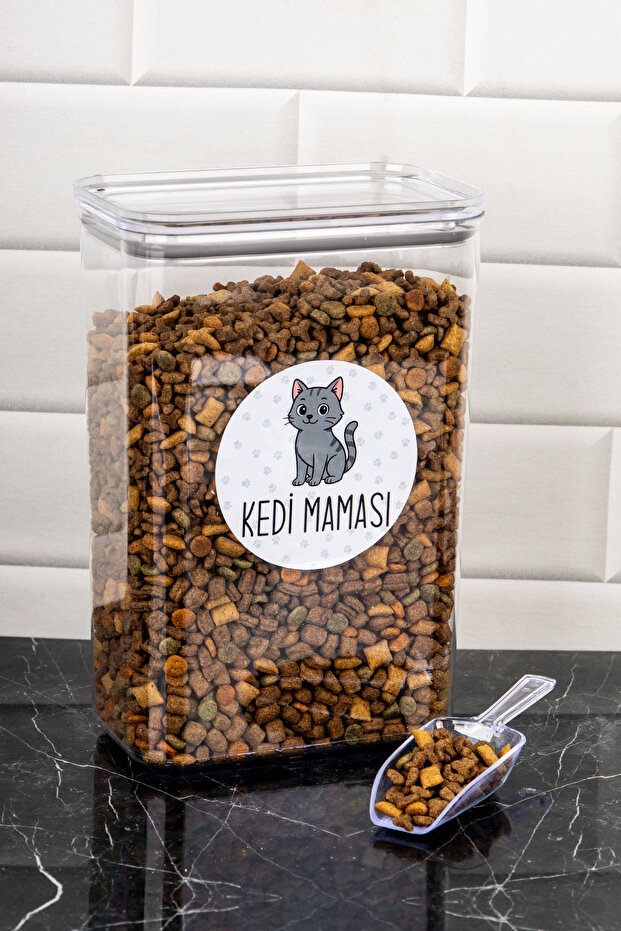 Cat Food Storage Container with Scale Gift Wide Chamber Leakproof Vacuum Lid 3000 ml