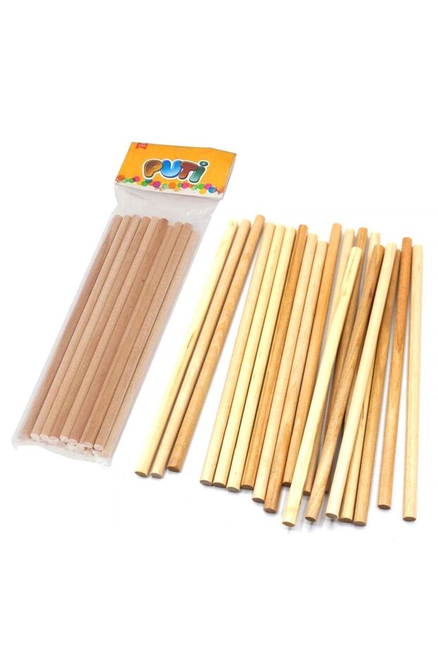 Wooden Round Rod Natural 24 Pcs 4711