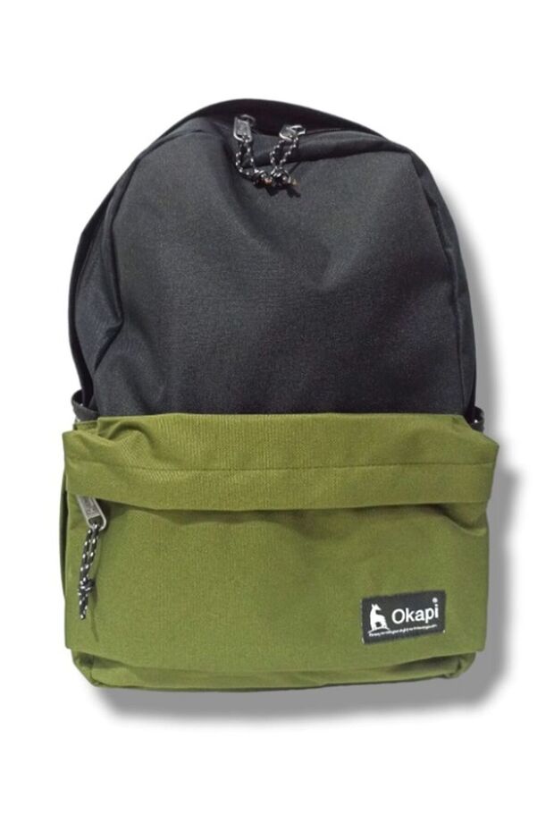 حقيبة مدرسية OKP-146 ISLAND KHAKI BLACK مزدوجة الأقسام
