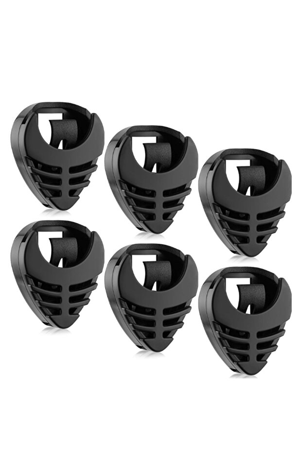 6 Pieces Black Plastic Guitar Pick Holder with Adhesive Back and Spring