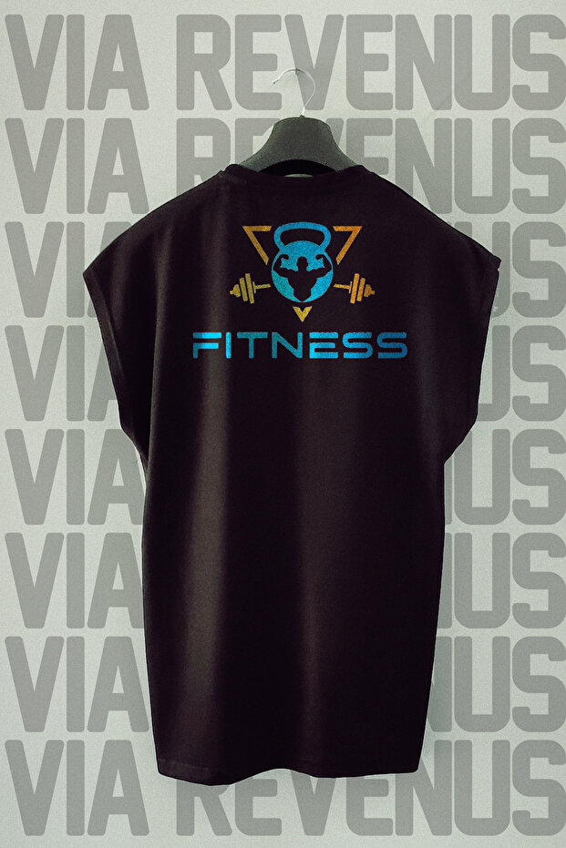 Fitness Back Printed Zero Sleeve Crew Neck Sports Tshirt
