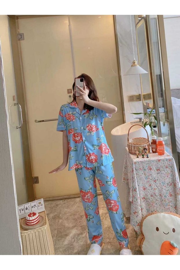 Silk Women Pajama Sets Satin Pajama Sleepwear Pajamas Nightgown Summer Long Sleeve Pants Pyjamas