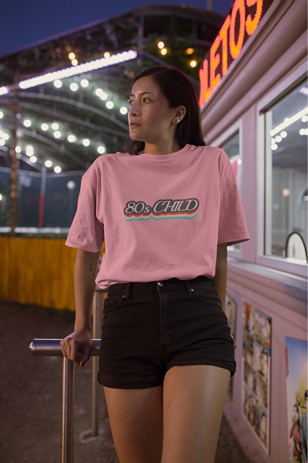 Men/Women 80S Child Transfer Printed Round Neck Short Sleeve T-Shirt