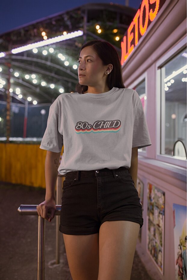 Men/Women 80S Child Transfer Printed Round Neck Short Sleeve T-Shirt