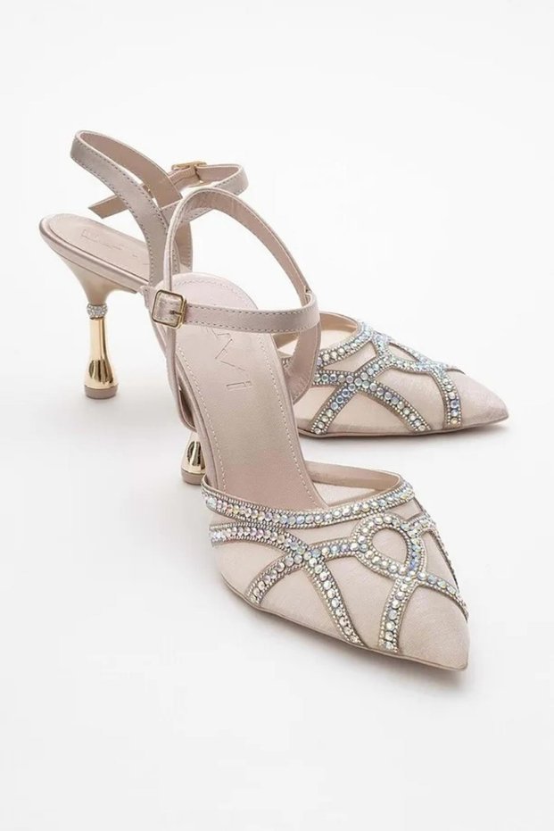 Shoe Basket 5006-1 Women's 9.5 cm Heel Open Back Fancy Shoes