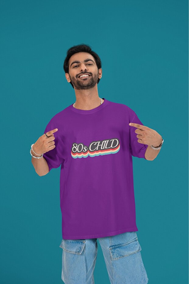 Men/Women 80S Child Transfer Printed Round Neck Short Sleeve T-Shirt