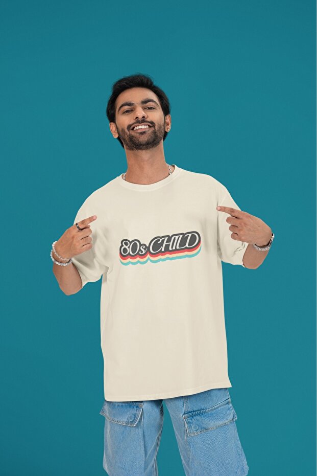 Men/Women 80S Child Transfer Printed Round Neck Short Sleeve T-Shirt