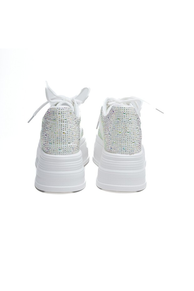 Yüksek Taban Taşlı Kadın Sneaker - 4